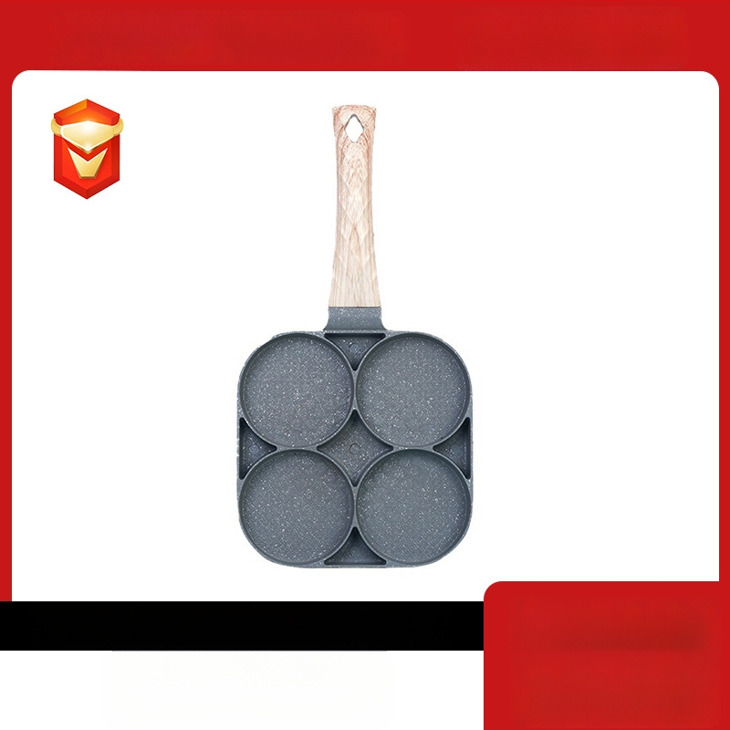 Panvica na vajíčka a hamburgery so štyrmi dierkami – hliníková zliatina, nelepivý povrch, dizajn so štyrmi dierkami, hmotnosť 0,48 kg, kompatibilný s plynovým sporákom