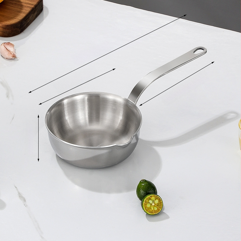 Pan s olejom postrekovým z nerezovej ocele 304 s plochou rukoväťou, trojvrstvový spodok, bez povrchovej úpravy