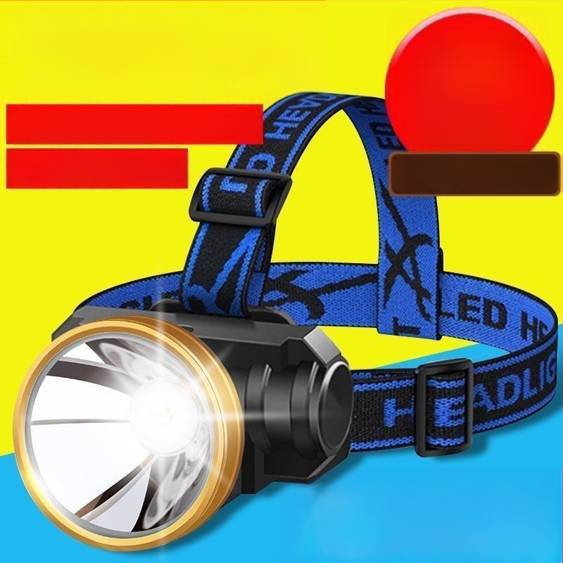 LED čelová lampa na hlavu, vodotesná, nabíjateľná, na nočné rybárske a kempingové použitie