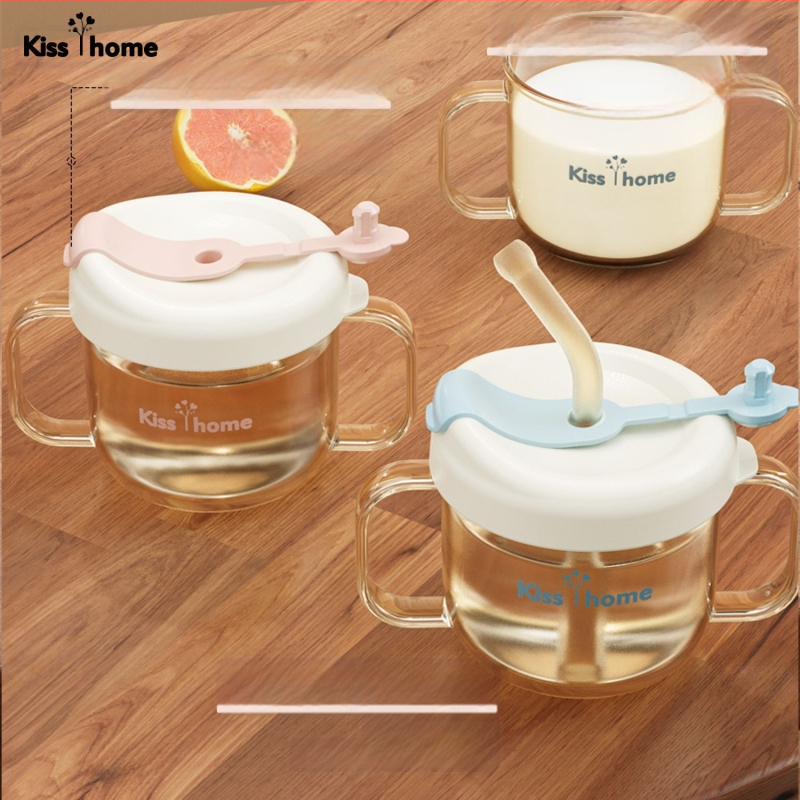 Detská fľaša na mlieko so slamkou, štýl karikatúry, odolná voči pádu, učebný pohár na priame pitie, 1+ rokov, PP