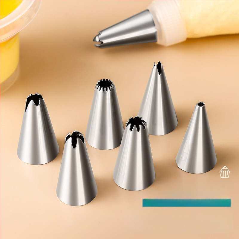 Jijia Cepšanas uzgaļu komplekts — vienreizējās lietošanas dekora maisiņš, PE plastmasa + nerūsējošais tērauds, krēmam, kūkām un cepumiem