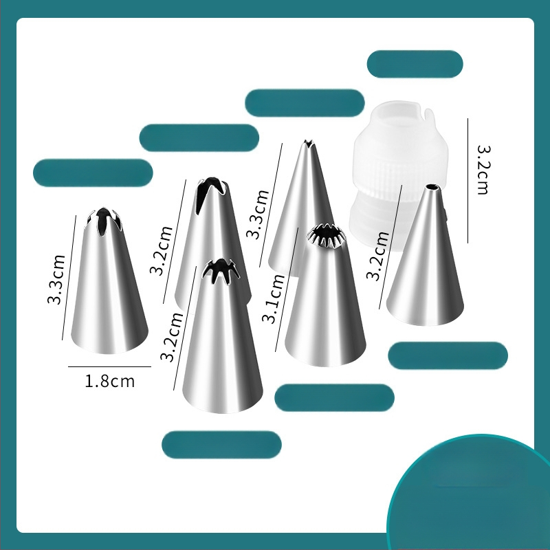 Jijia Cepšanas uzgaļu komplekts — vienreizējās lietošanas dekora maisiņš, PE plastmasa + nerūsējošais tērauds, krēmam, kūkām un cepumiem