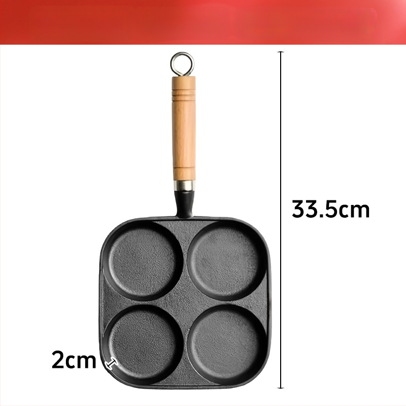 Litínová panvica na vajíčka so štyrmi otvormi, nepriľnavým povrchom, kompatibilná s plynovým a indukčným varičom