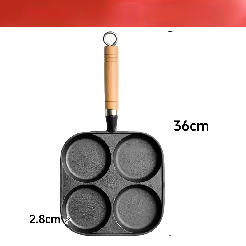 Litínová panvica na vajíčka so štyrmi otvormi, nepriľnavým povrchom, kompatibilná s plynovým a indukčným varičom