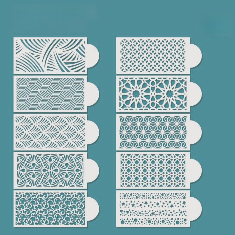 Forma na zdobenie tortov s nepravidelným tvarom a dutým šablónovým vzorom s čipkou pre postrekovanie