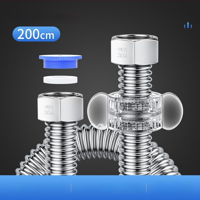 Vlnovitý kovový hadicový vstup pre ohrievač vody z nehrdzavejúcej ocele 304, model LXL-9-27, horúca a studená voda, ručná montáž