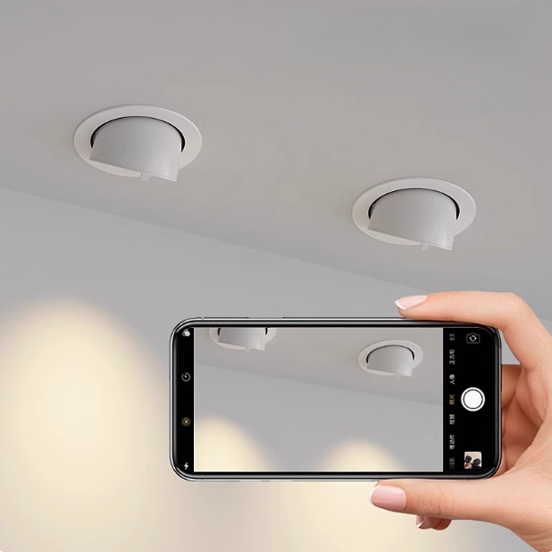 Vstavané COB LED stropné svetlo s nastaviteľným lúčom, CRI ≥95, 220V, LED zdroj, hliníkové puzdro, vypínač