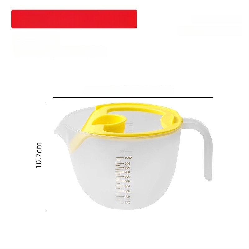 Plastová odmerka s filtrujúcou sieťkou a stupnicou – potravinárska kvalita, vhodná na vajcia a tekutiny