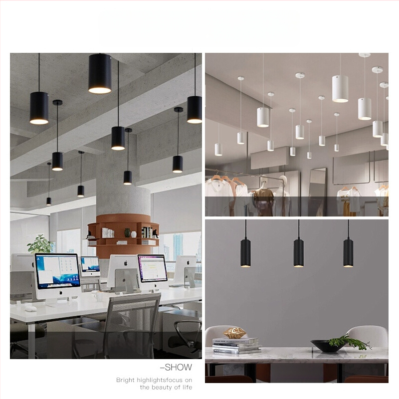 LED visiace downlight - valcový tvar, montáž na stropnú lištu, hliníková zliatina puzdro, 220V, integrované LED, CRI 80-89