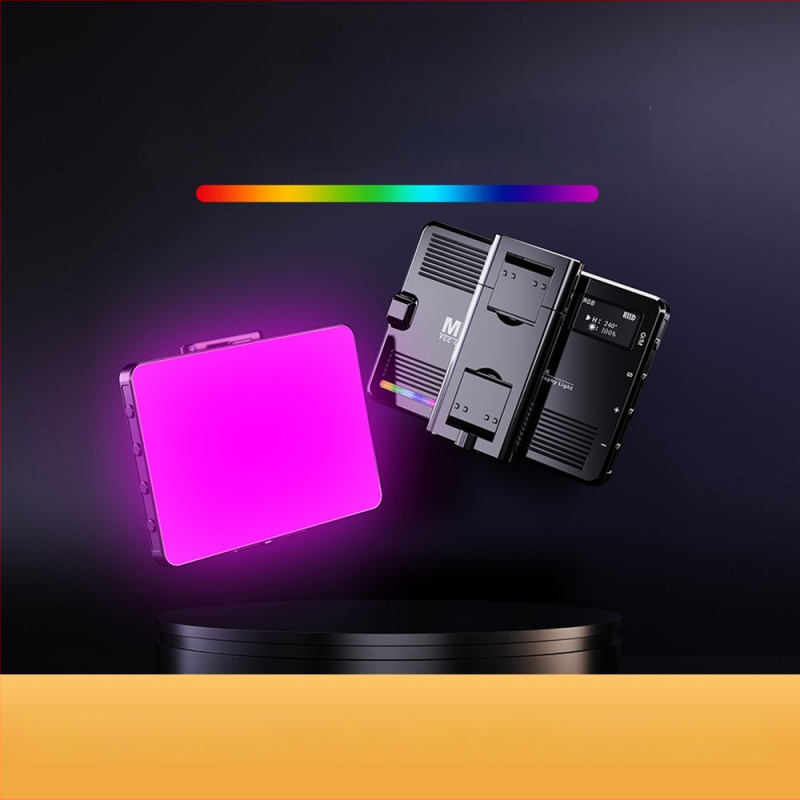 Nešiojama RGB LED šviesa fotografijai – 6.5W, 3.7V, 2700–6500K, reguliuojamas ryškumas, su atskiru maitinimo šaltiniu