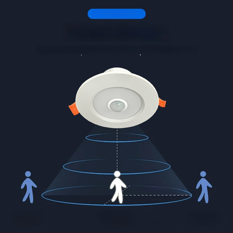 Vnorené LED downlight so senzorom pohybu pre vstupnú halu a chodbu, 220V, 4500K, CRI ≥90, skrytá montáž, životnosť 20000 h