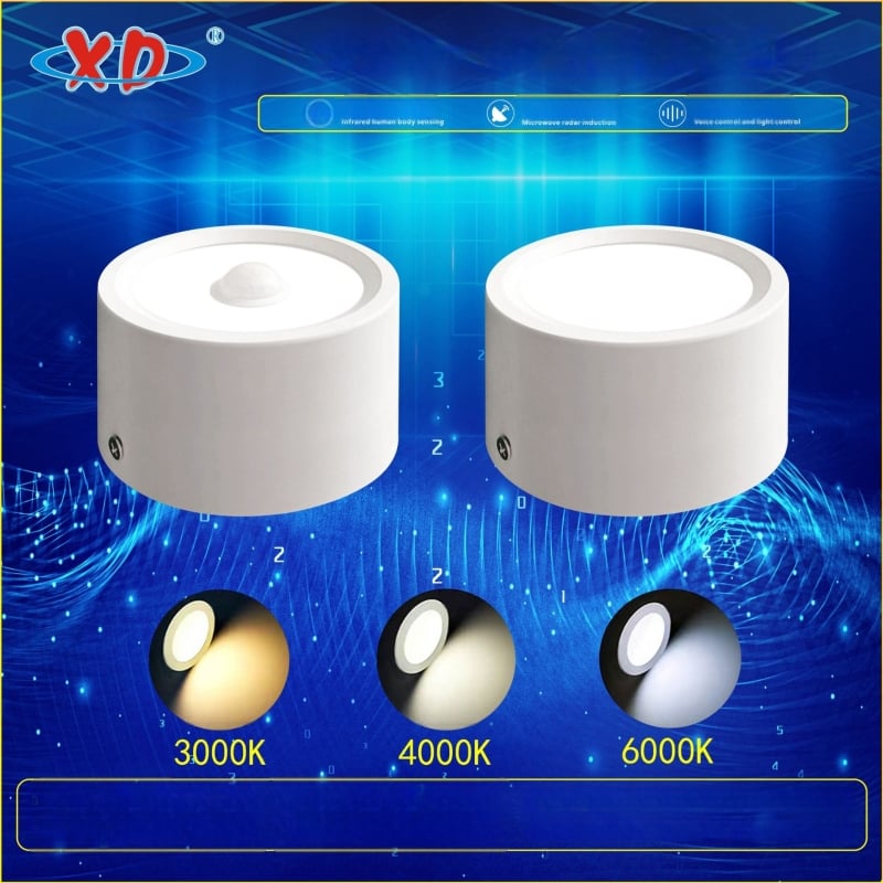 Cylindrické LED svetlo s IR radarovým senzorom, povrchová montáž, 220V