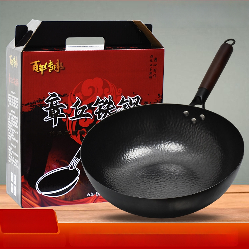 Wok s plochým dnom pre indukčné varné dosky, neošľachtený a bez povlaku, z rafinovaného železa, s viečkom z nehrdzavejúcej ocele so sklennou vložkou