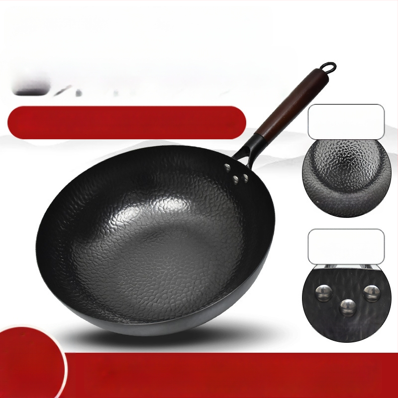 Wok s plochým dnom pre indukčné varné dosky, neošľachtený a bez povlaku, z rafinovaného železa, s viečkom z nehrdzavejúcej ocele so sklennou vložkou