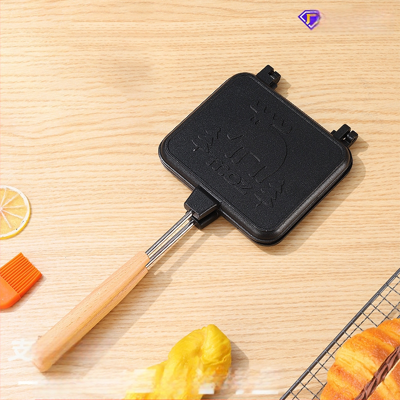 Dvojstranná panvica na sendviče z hliníkovej zliatiny s nepriľnavým povrchom – dvojité zahrievanie, kompatibilná s plynovou platňou a indukciou