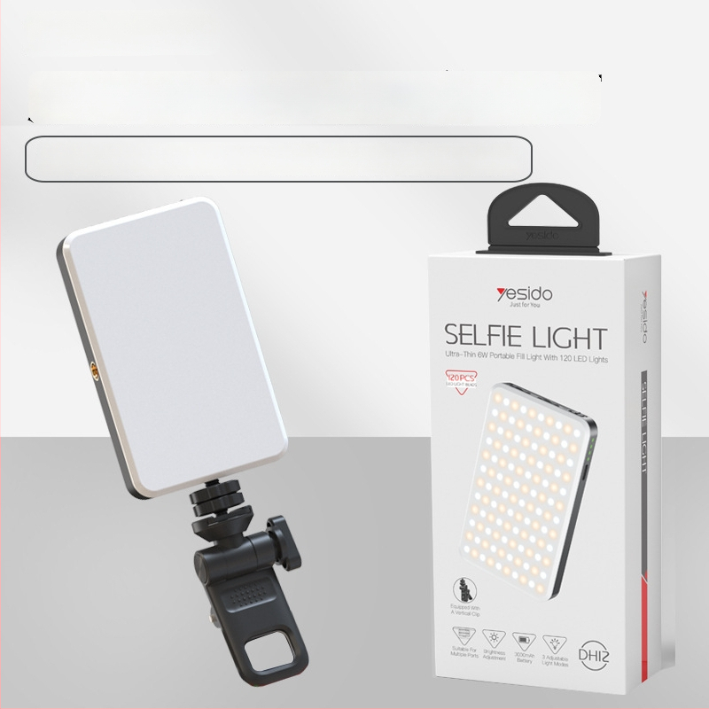 Yesido светлина за запълване – преносимо ръчно LED за фотография, красота на живо и видео разговори; 6W, вградена батерия, модел DH12