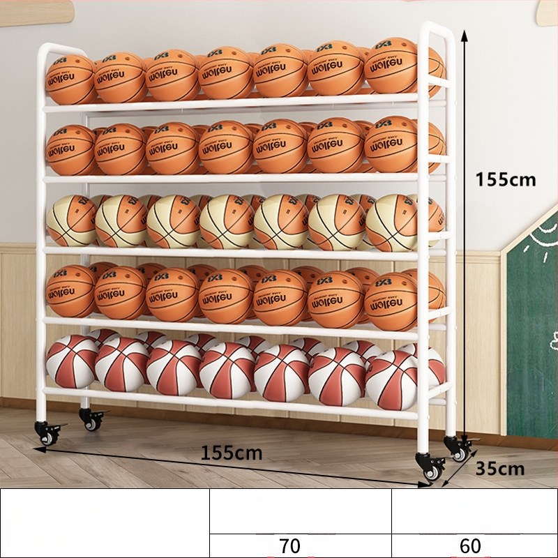 Mobilný regál na lopty pre basketbal a volejbal — oceľová konštrukcia, hmotnosť 5, vhodný do školy, materskej školy a telocvične
