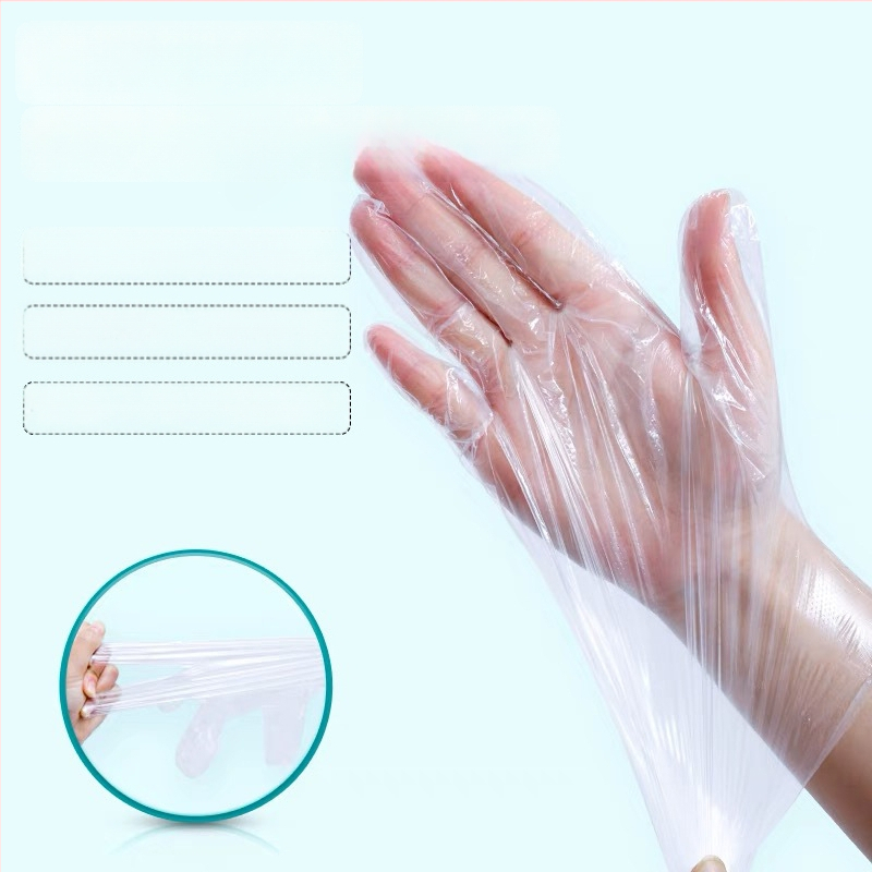Jednorázové PE rukavice, potravinovej triedy, na donášku a catering, priehľadné, protišmykové, 100 ks