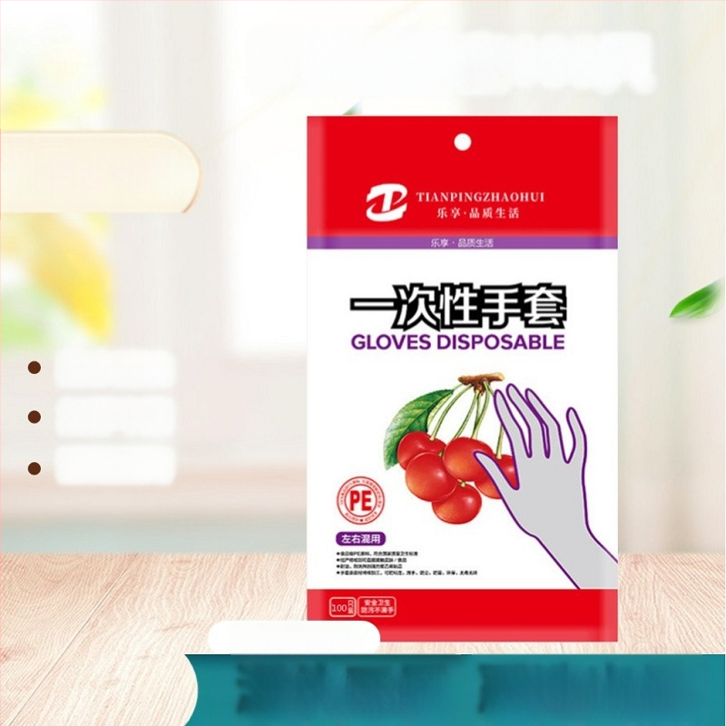 Jednorázové PE rukavice, potravinovej triedy, na donášku a catering, priehľadné, protišmykové, 100 ks