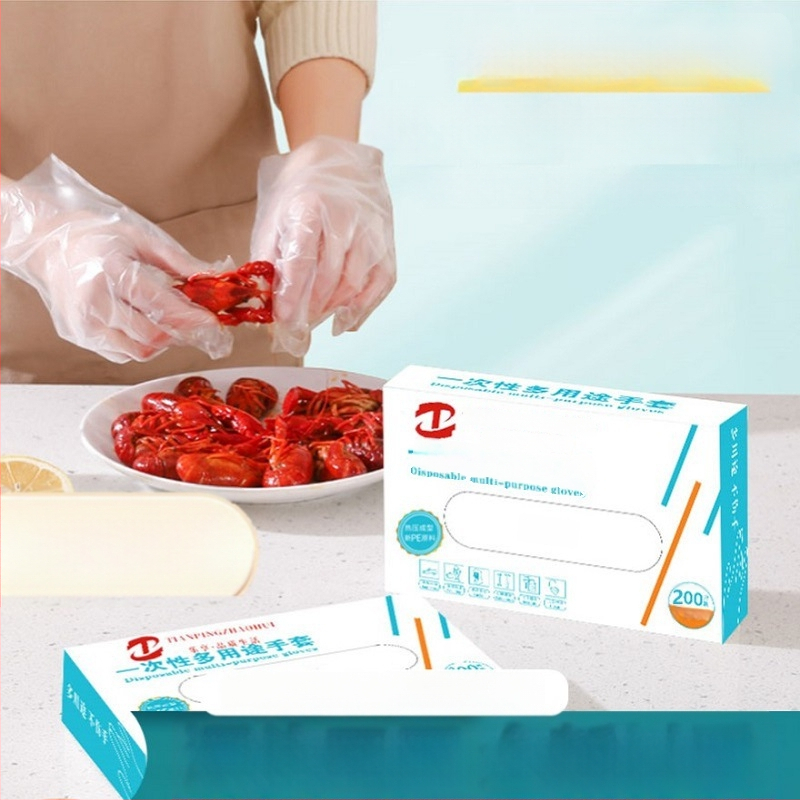 Jednorázové PE rukavice, potravinovej triedy, na donášku a catering, priehľadné, protišmykové, 100 ks