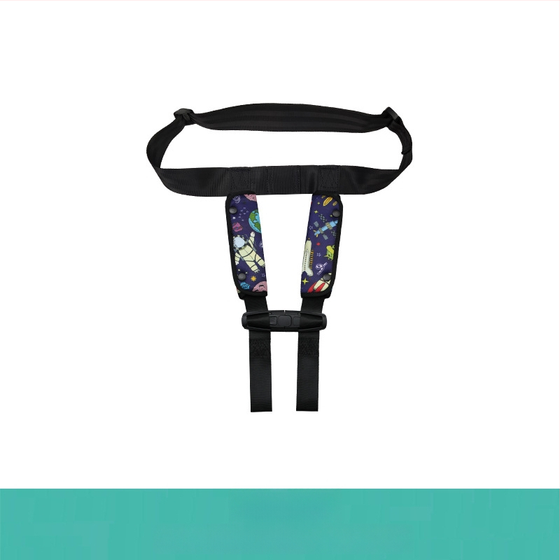 Detská cestovná vesta s doplnkovým bezpečnostným pásom pre auto, autobus a školský autobus; Materiál: zinková zliatina + polyesterové vlákno; Vhodná hmotnosť: 11–32 kg; Hmotnosť: 0,4 kg