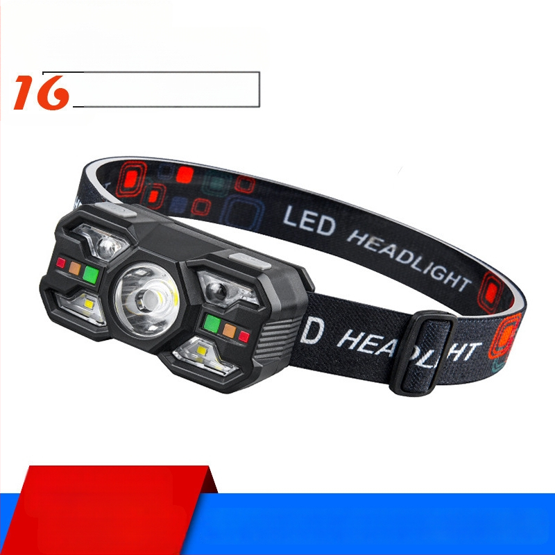 Čelna lampa s senzorom pokreta, LED 5W, 800 mAh baterija, domet 50–100 m, pogodna za planinarenje, kampiranje i noćni ribolov