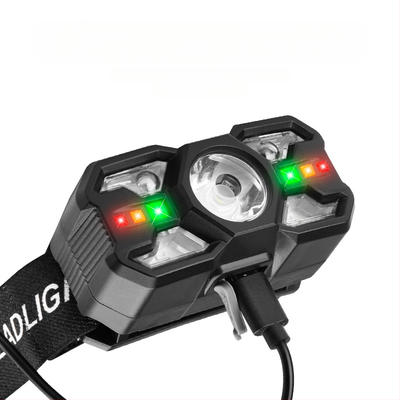 Čelna lampa s senzorom pokreta, LED 5W, 800 mAh baterija, domet 50–100 m, pogodna za planinarenje, kampiranje i noćni ribolov