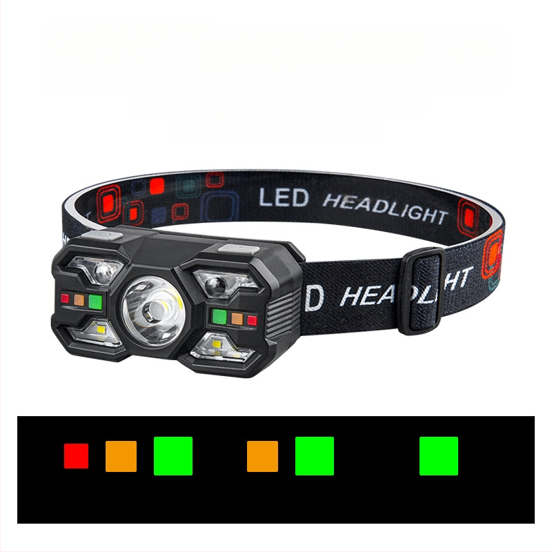 Čelna lampa s senzorom pokreta, LED 5W, 800 mAh baterija, domet 50–100 m, pogodna za planinarenje, kampiranje i noćni ribolov