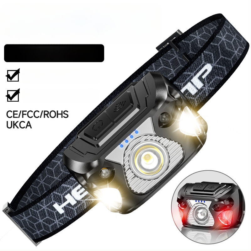 LED čelovka s USB nabíjaním, ručné poháňanie, dosah 50–100 m