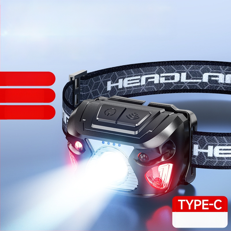 LED čelovka s USB nabíjaním, ručné poháňanie, dosah 50–100 m