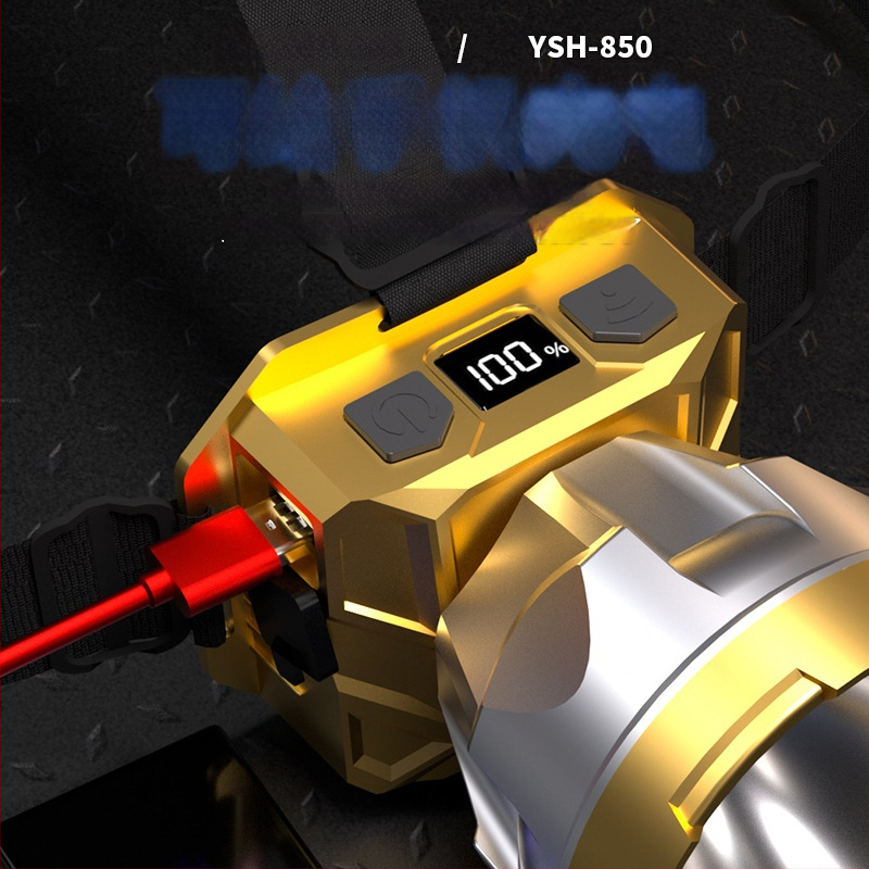 Čelovka s veľkým lúčom, 5W, 2400mAh, 360° otáčanie, ručné napájanie, nabíjačka súčasťou, na nočné rybolenie a kempovanie