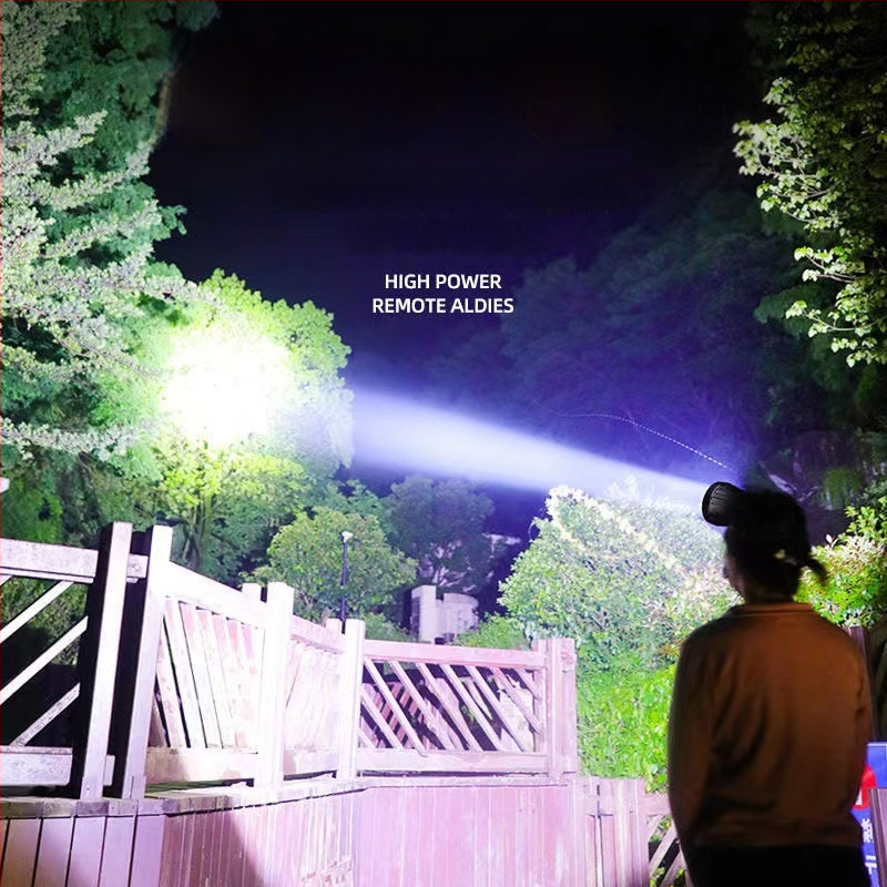 Čelovka s veľkým lúčom, 5W, 2400mAh, 360° otáčanie, ručné napájanie, nabíjačka súčasťou, na nočné rybolenie a kempovanie