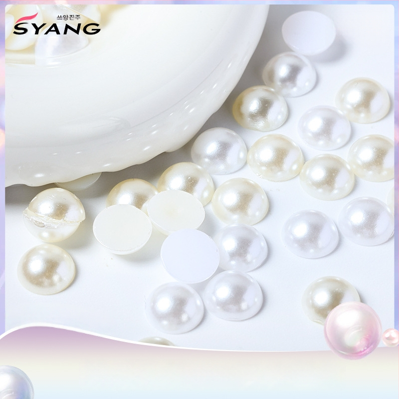 ABS imitácia perál a ploché polkruhové nálepky na nechty pre DIY manikúru, inlay technika, vzor podľa obrázka, čerstvý a sladký štýl