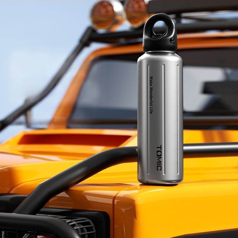 Tomic izolovaný pohár z nehrdzavejúcej ocele s bezšroubovým rýchlym otvorením, vnútorná 316, vonkajšia 304, izolácia 24–36 h, prenosný, gravírovanie laserom k dispozícii