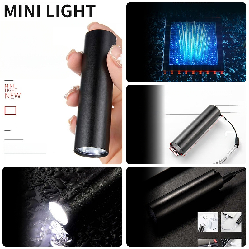 Mini nabíjateľná ručná baterka pre domáce a vonkajšie použitie, 5W, 3,7V, 600 lm, IPX4, doba nabíjania 1–2 hodiny