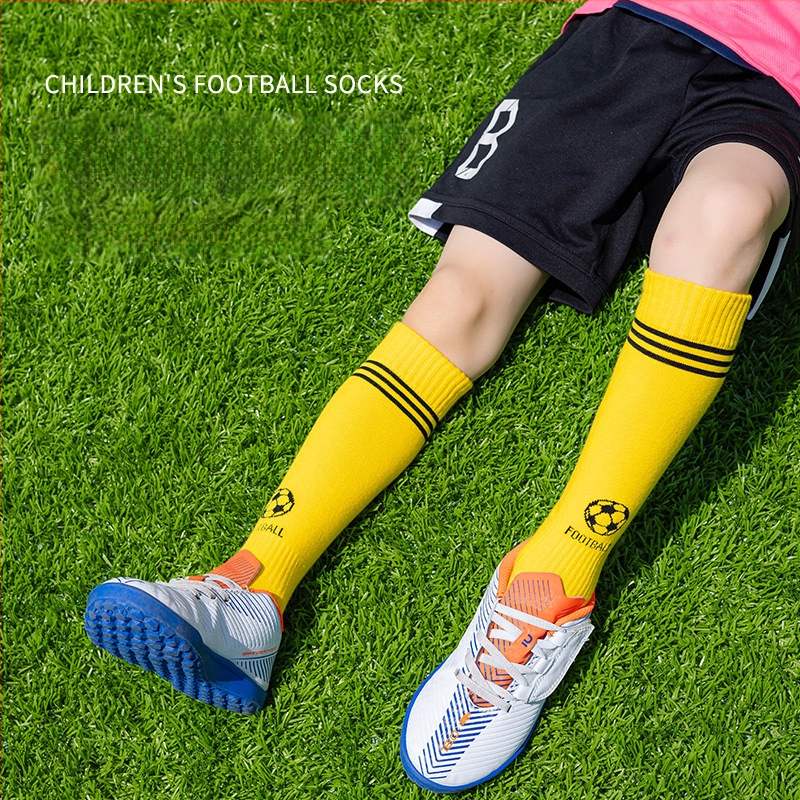 Детски футболни чорапи за момчета с дълги тръби, антихлъзгащи, дишащи и абсорбиращи изпотяване, жакардова плетка, 73% памук, един размер, за деца над 8 години