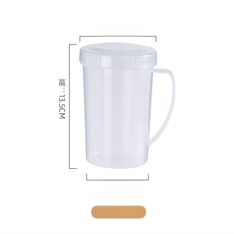 Mliečna meracia miska s viečkom a držadlom — minimalistický štýl, PP plast, vhodná do mikrovlnnej rúry, s meracou škálou, značka KJH.