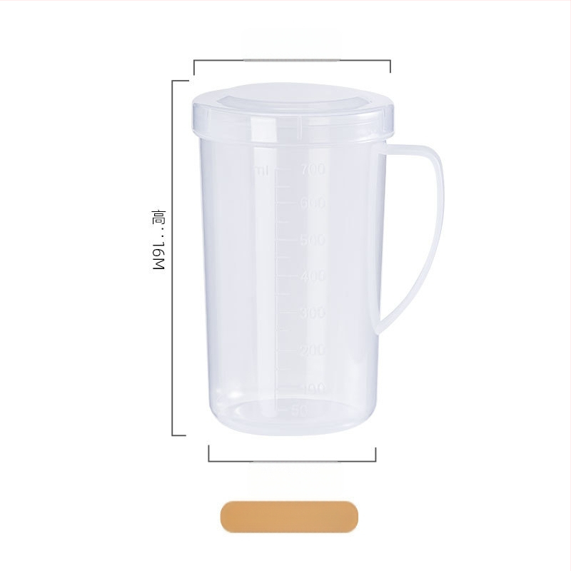 Mliečna meracia miska s viečkom a držadlom — minimalistický štýl, PP plast, vhodná do mikrovlnnej rúry, s meracou škálou, značka KJH.