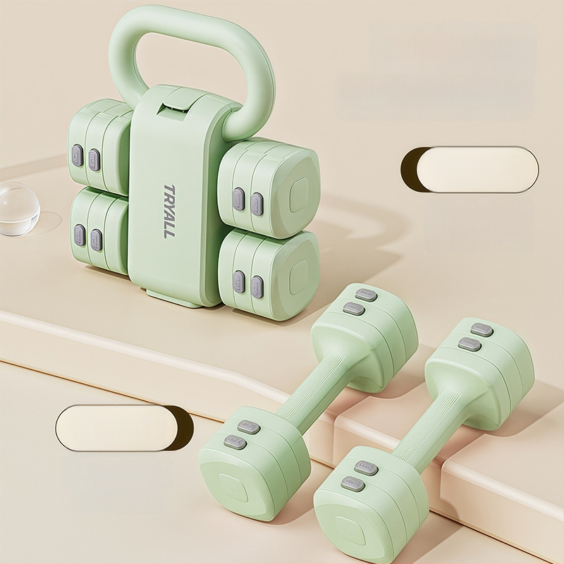 2 v 1 nastaviteľné činky a kettlebell pár, 2 kg a 5 kg, ABS konštrukcia, domáce cvičenie