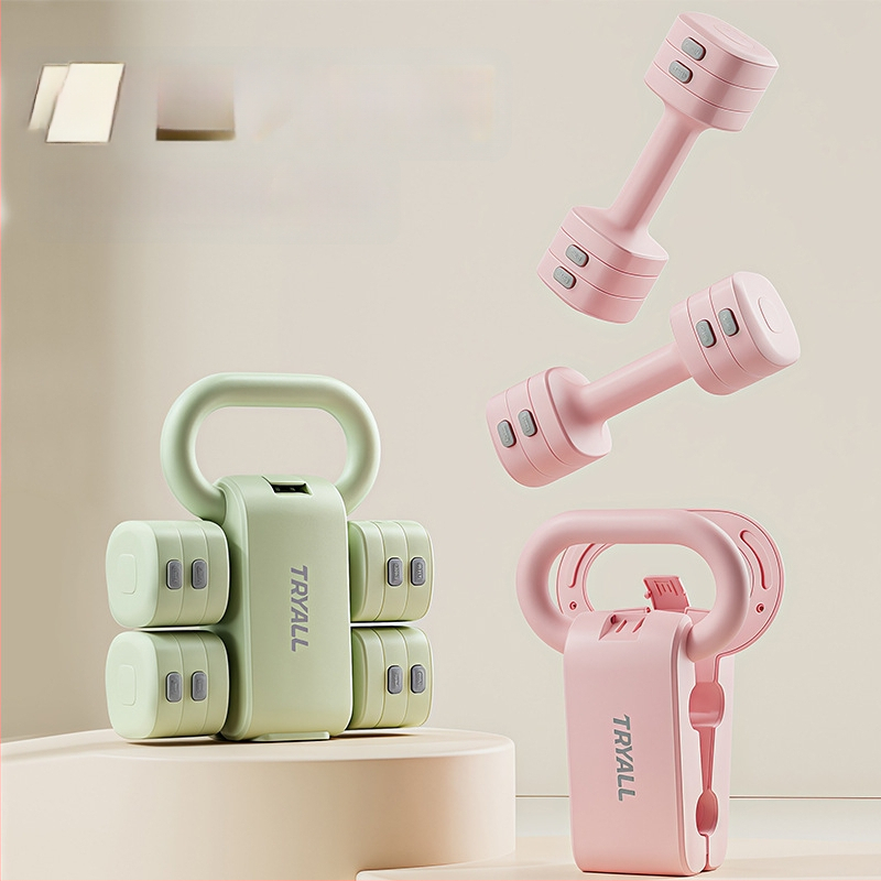 2 v 1 nastaviteľné činky a kettlebell pár, 2 kg a 5 kg, ABS konštrukcia, domáce cvičenie