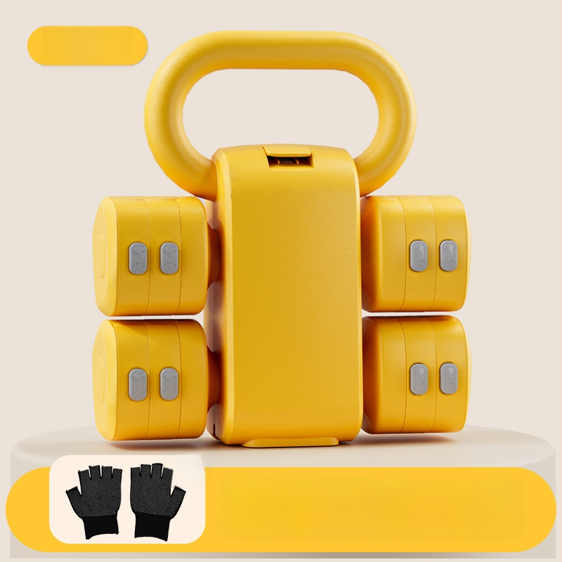 2 v 1 nastaviteľné činky a kettlebell pár, 2 kg a 5 kg, ABS konštrukcia, domáce cvičenie