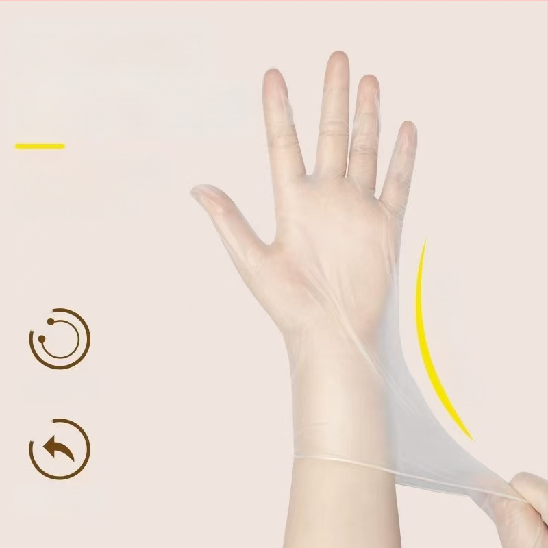 Jednorázové ochranné rukavice PVC, odolné proti olejom, priehľadné, hrúbka 0,08 mm, prachotesné