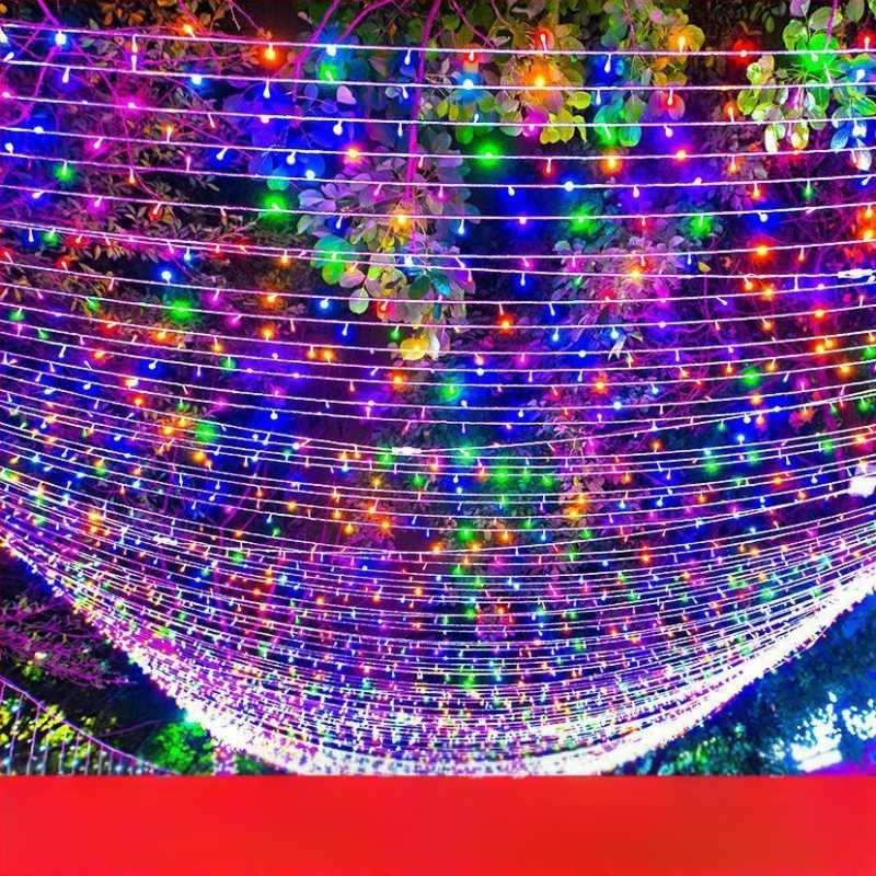 LED pásky so blikajúcimi reťazami, IP67 vodotesné dekoratívne osvetlenie pre kempovanie a zavesenie na stromy, akrylové puzdro, vstup 220V AC