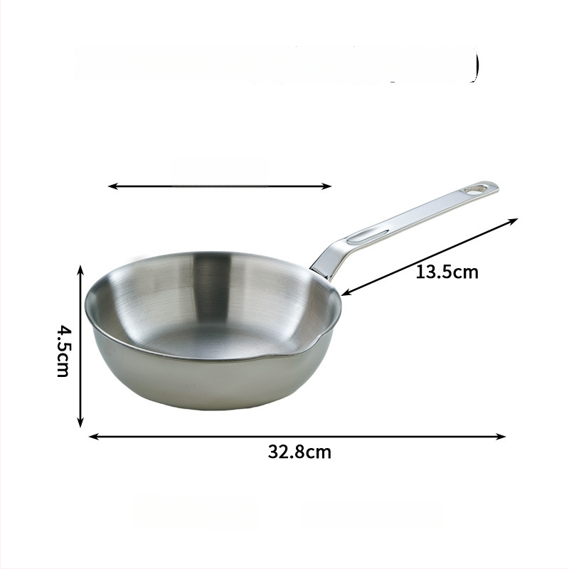 Panvica na smaženie z 316 nerezovej ocele, trojvrstvové dno, nepřilnavá povrchová úprava, kompatibilná s plynovým a indukčným varičom