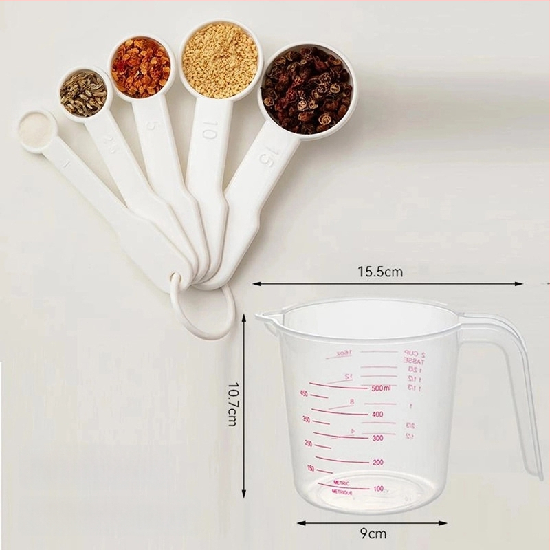 Päťdielna sada odmeriek s váhou a stupnicou na kávu pre domáce použitie v kuchyni — PP materiál, viacúčelové na pečenie