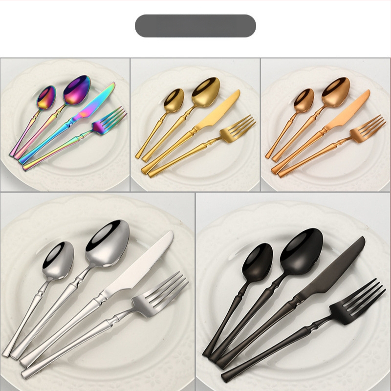 24-dielny set príborov z nehrdzavejúcej ocele 410: 6 nožov na jedlo, 6 vidličiek, 6 lyžíc na jedlo, 6 dezertných lyžíc; zrkadlový lesk, moderný minimalistický štýl; prispôsobenie k dispozícii
