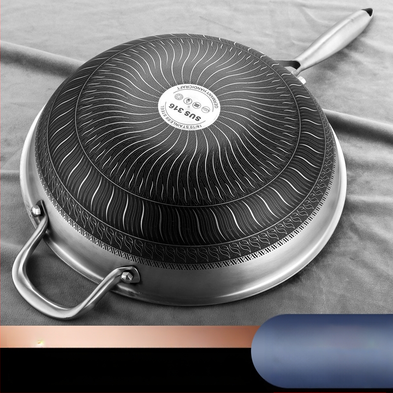 Wok set z 316-päťvrstvovej ocele, plazmové nanášanie neprilnavého povrchu, viacvrstvové dno, kryt z tvrdeného skla