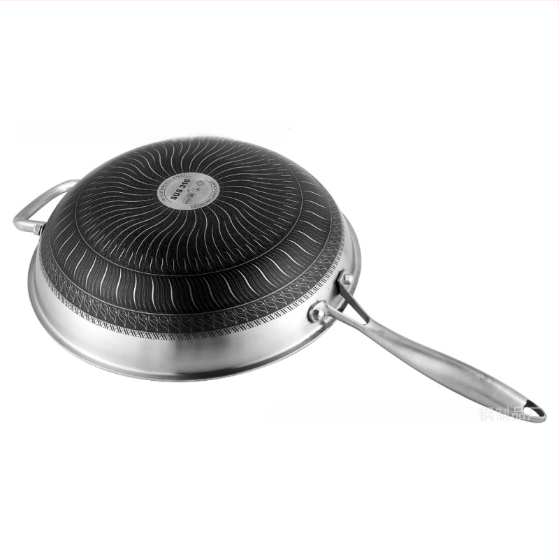 Wok set z 316-päťvrstvovej ocele, plazmové nanášanie neprilnavého povrchu, viacvrstvové dno, kryt z tvrdeného skla