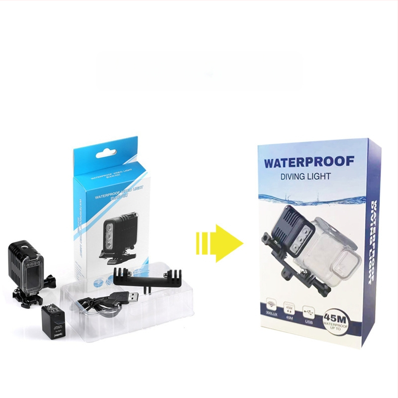 Nešiojamas LED povandeninės šviesos veiksmo kameroms — USB maitinimas, įkraunamas, ryškumo reguliavimas