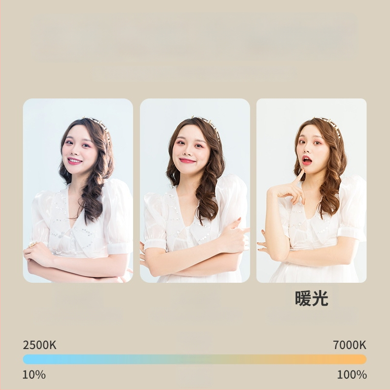 D6 мини светлина за селфи за мобилен телефон, ръчна, три температури на цвета, 3.7V, под 10W